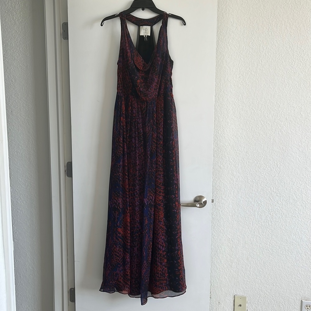 Abstract silk snake print maxi dress